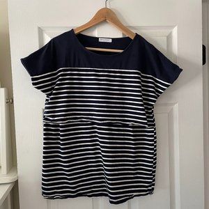 Smallshow Striped Maternity Breastfeeding Nursing Top Size Large